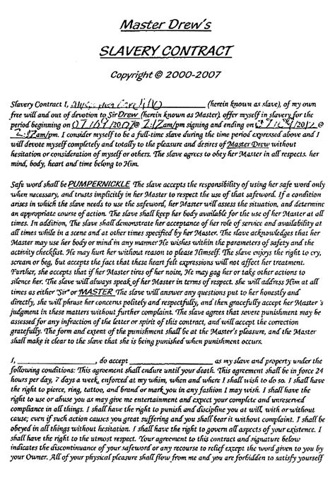 One Pimps Sex Slave Contract The Smoking Gun