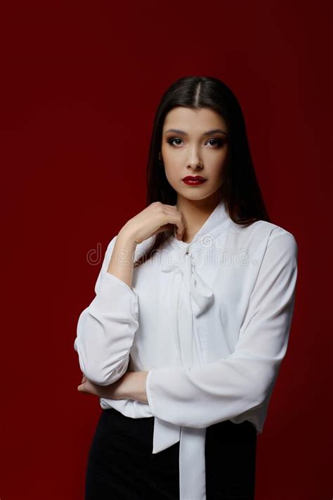 Business Woman In White Shirt And Skirt Looking Back Stock Image Image Of Back Elegant 217969729