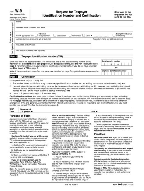 Irs W 9 2002 Fill Out Tax Template Online Us Legal Forms