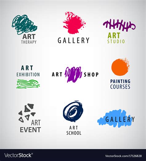 Set Of Art Logos Gallery Art School Royalty Free Vector