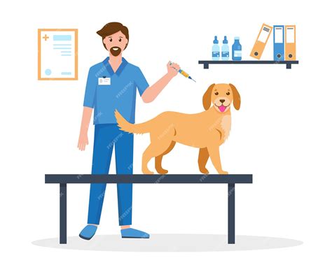 Concepto De Vacunación De Mascotas Médico Veterinario Haciendo La