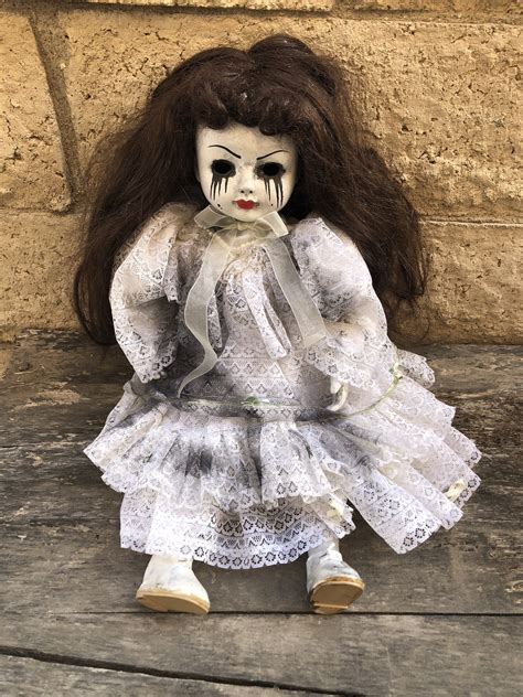 Ooak Sitting Mascara Tears Creepy Horror Doll Art By Christie
