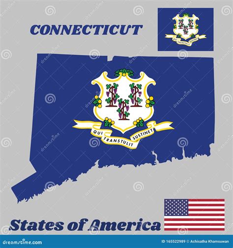 Map Outline And Flag Of Connecticut Stock Vector Illustration Of