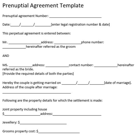 Printable Prenuptial Agreement Forms And Samples Word Pdf Best