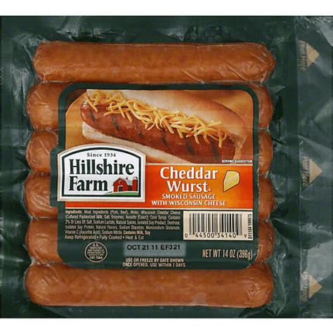 Hillshire Farm Cheddar Wurst Packaged Hot Dogs Sausages And Lunch Meat
