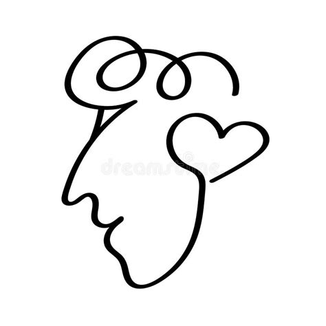 Human Profile Vector Icon Abstract Hand Drawn Face One Line Pictogram