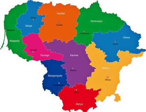 During the 14th century, lithuania was the largest country in europe: Lithuania Map of Regions and Provinces - OrangeSmile.com