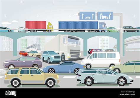 Traffic Jam At The Road Intersection Illustration Stock Vector Image