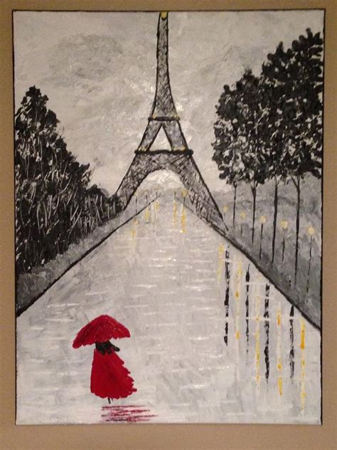 Rainy Day In Paris Eiffel Tower Paintingparis By Creationsbyconni Rainy