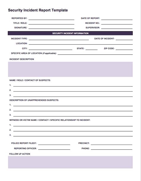 Generic Incident Report Template Business Mentor