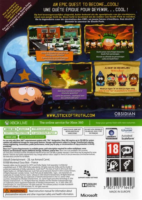 South Park The Stick Of Truth 2014 Playstation 3 Box