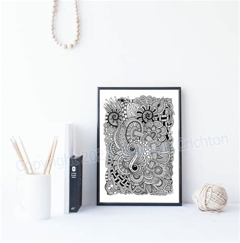 Zentangle Art Original Zenart Graphic Handmade Digital Prints Wall