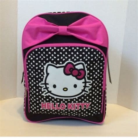 Nwt Hello Kitty Pink Bow Backpack Polka Dot Hearts Pink Bow Hello Kitty Bag Hello Kitty