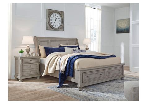 Lettner Queen Sleigh Bed With 2 Storage Drawers Sweet Dreams Bedding