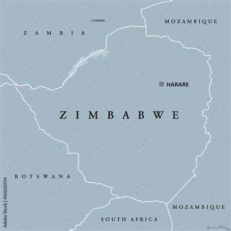 Naklejka Zimbabwe Political Map With Capital Harare International