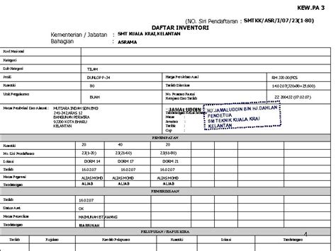 Lumpur email protected kew.pa 9 borang aduan kerosakan aset alih kerajaan 28 kew.pa 10 laporan pemeriksaan harta modal 29 kew.pa 11 laporan. KEW PA-1 BORANG LAPORAN PENERIMAAN ASET ALIH KERAJAAN
