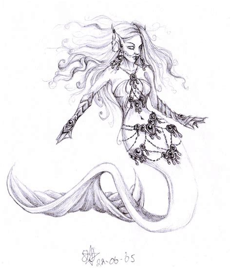 Mermaid Pencil Drawings Evil Mermaid By Daisyamnell Traditional Art