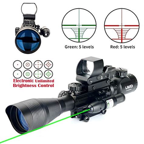 Uuq 4 12x50 Rifle Scope Red Andgreen Illuminated Range Finder Reticle W Green Laser Sight And 4