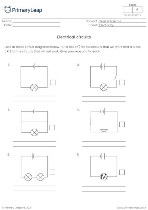 Drawing Circuits Worksheet