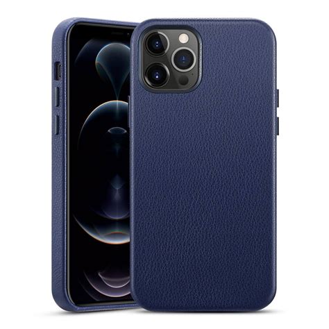 Apple Iphone 12 Pro Max Metro Premium Real Leather Case Blue