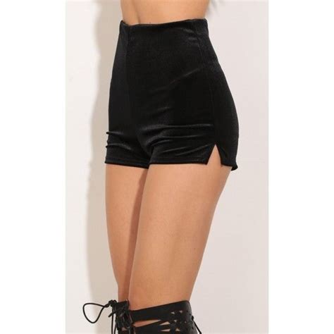 velvet high waisted shorts in black liked on polyvore featuring shorts high rise shorts high