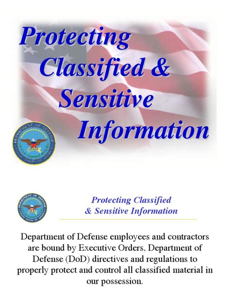 Dod Protecting Classified And Sensitive Information Classified Information Classified