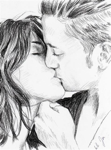 First Kiss Pencil Drawing Cute Couple Drawings Love Drawings