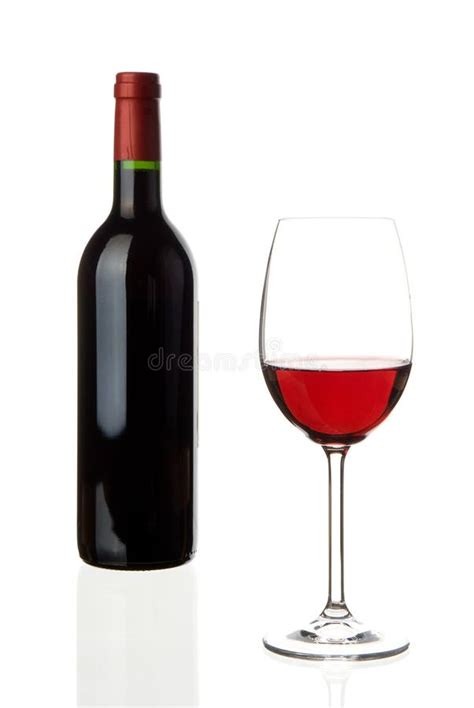 Glass Of Red Wine And A Bottle Stock Photo Image Of Glass Drink