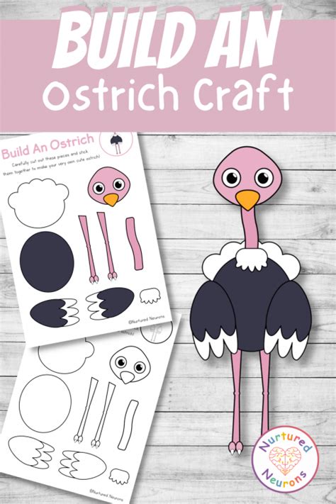Cute Build An Ostrich Craft Cut And Paste Activity For Kids