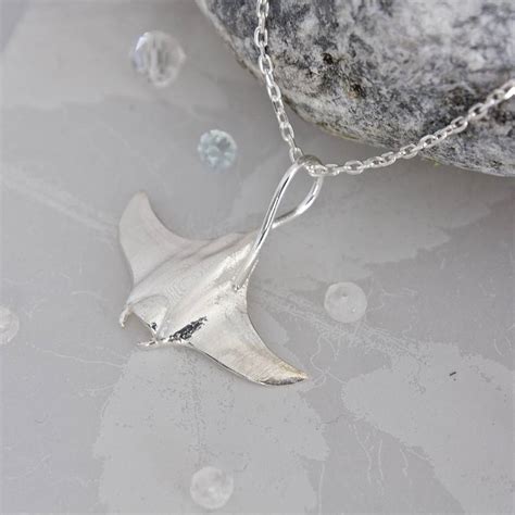 Sterling Silver Manta Ray Necklace By Caroline Brook