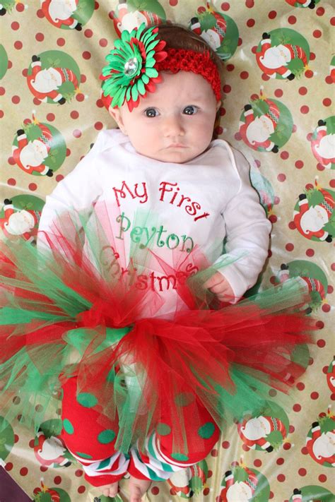 My First Christmas Personalized Outfit Baby Infant Girl Tutu My First