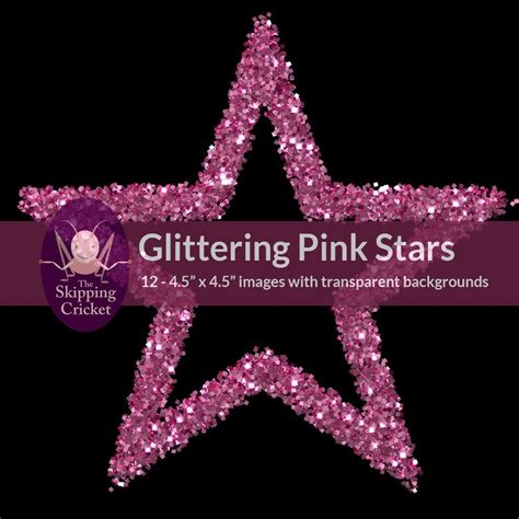 12 Glittering Pink Stars Clip Art Bright Sparkling Stars Etsy Pink
