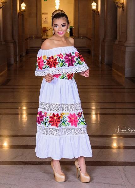Copy Of Multicolor Embroidered Off Shoulders Mexican Dress White