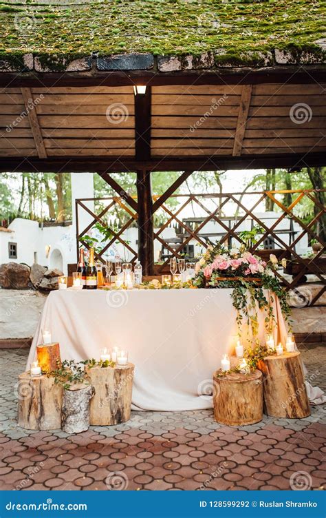 Rustic Wedding Decor On A Timber Background Main Table Setting For