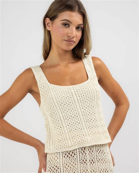 Shop Rip Curl Pacific Dreams Crochet Top In Natural Fast Shipping