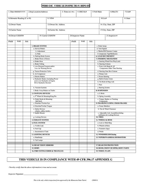 Dot Inspection Forms Fillable Pdf Printable Forms Free Online