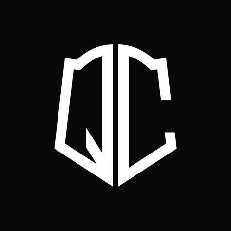 Qc Logo Monogram With Shield Shape Ribbon Design Template 16567402