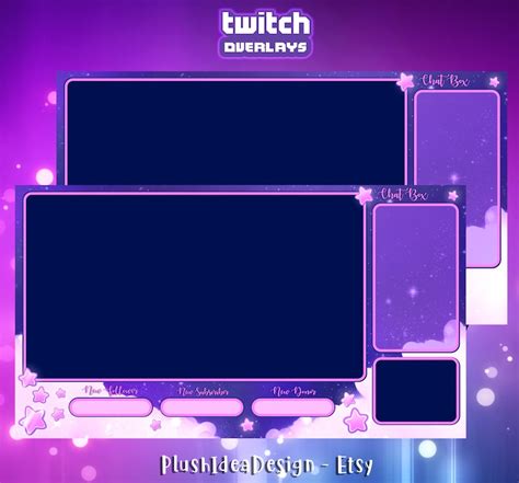 Twitch Screens And Overlays Pack Pink Constellations Etsy