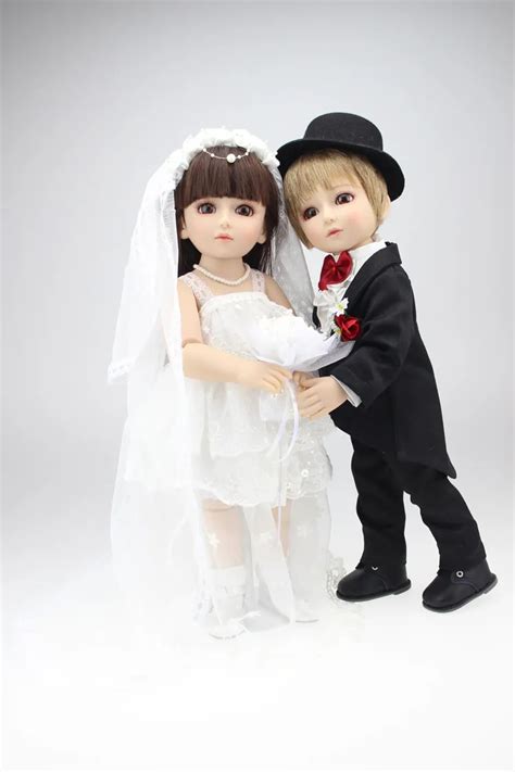 buy fashion quality sd bjd wedding dolls bride and groom artificial doll honey