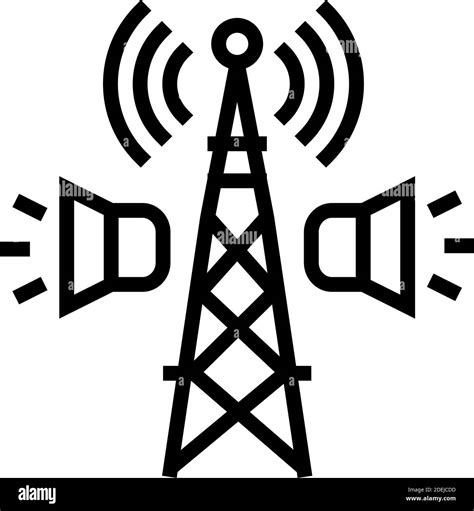 Radio Broadcasting Line Icon Vector Illustration Stock Vector Image
