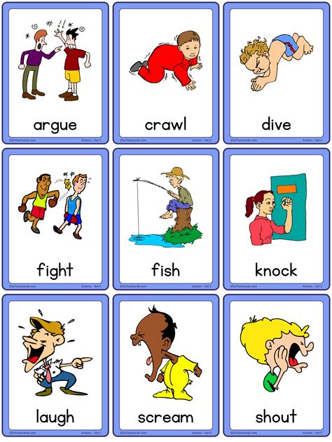 Action Verb Flashcards English Esl Worksheets For Distance Learning