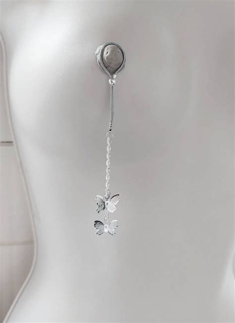 non piercing nipple rings with tiny butterflies dangle nipple loops sexy wear intimate sex