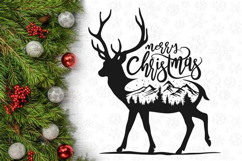 Merry Christmas Reindeer Wall Decal Svg Design 378557 Cut Files
