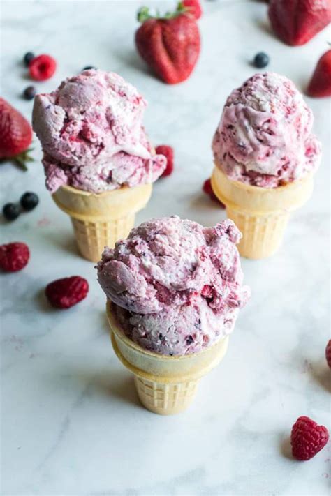 Caffeine + ice cream = breakfast of champions. Homemade Ice Cream - EASY - Quick - Simple No Churn Triple Berry Ice Cream Recipe - BEST ...