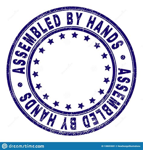 Scratched Textured Assembled By Hands Round Stamp Seal Stock Vector
