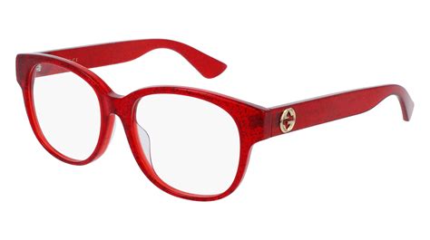 Gucci Gg0040oa 004 53 Shiny Glitter Red Transparent Rectangle Square