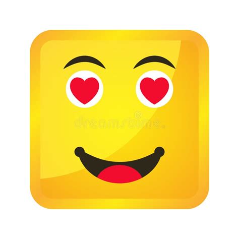 Yellow Square Emoticons And Emojis Vector Illustration In Flat Style