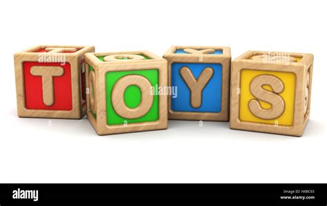 3d Illustration Of Wooden Cubes Toys Word Over White Background Stock
