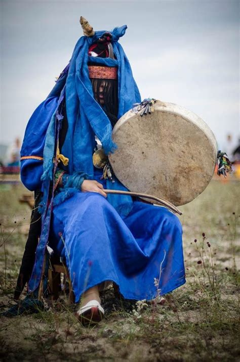 Tuvan Female Kam Shaman Drumming Lago Baikal Die Päpstin People