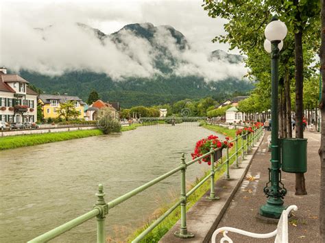 River Traun In Bad Ischl On A Cloudy Day Stock Photo Image Of